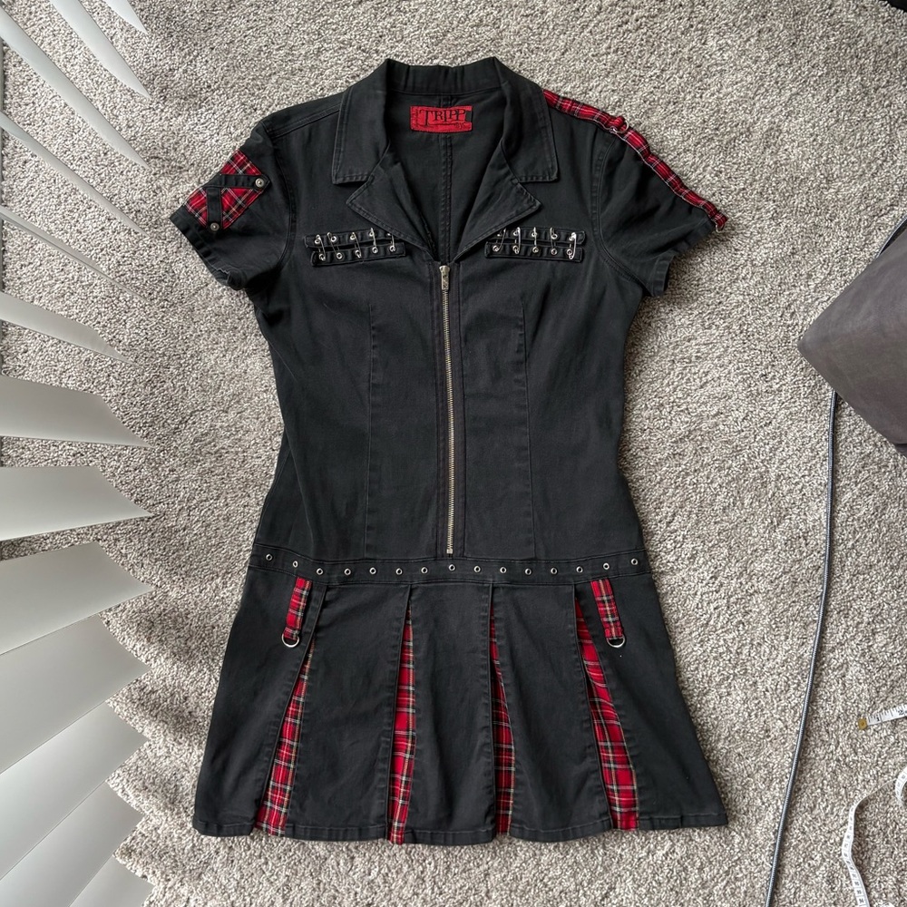 Tripp NYC Black & Plaid Dress Sz M